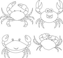 Outline Crab Clipart Set for Lovers of Marine Life and Ocean Creatures vector