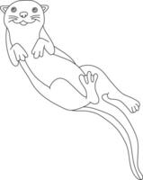 Outline Otter Clipart. Aquatic Animals of the Marine Life vector