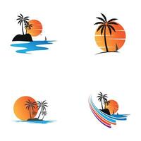 collection of logos and symbols of natural beach beauty design vector illustration