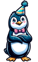 ai gerado festa pinguim com ótimo pose ilustração png