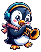 AI generated Penguin Trumpet Artist illustration png