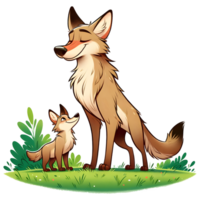 ai generado coyote calentar familia ilustración png