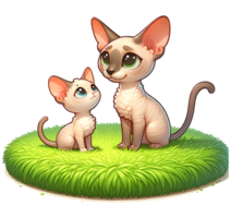 AI generated Cornish Rex Cat Warm family illustration png