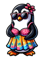 ai gegenereerd strand partij pinguïn illustratie png