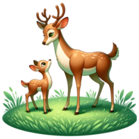 AI generated Deers Warm family illustration png