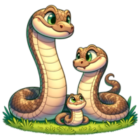 ai généré serpent à sonnette chaud famille illustration png