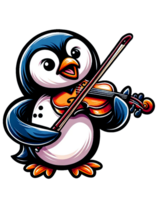 AI generated Penguin Violin Artist illustration png