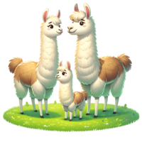 ai gegenereerd lama warm familie illustratie png