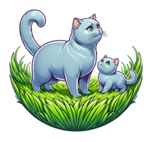 ai généré chartreux chat chaud famille illustration png