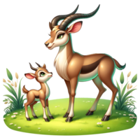 AI generated Antelope Warm family illustration png