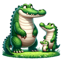 ai généré crocodiles chaud famille illustration png