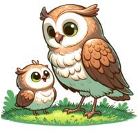 AI generated Owl Warm family illustration png