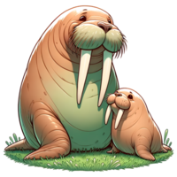 ai gegenereerd walrus warm familie illustratie png