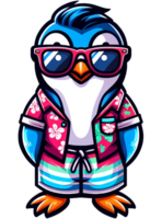 AI generated Beach Party Male Penguin illustration png