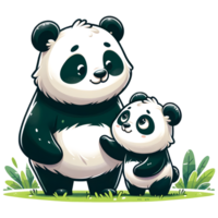 AI generated Giant panda Warm family illustration png