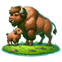 ai généré bison chaud famille illustration png