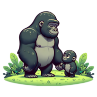 ai gegenereerd gorilla's warm familie illustratie png