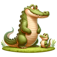 ai gerado crocodilos caloroso família ilustração png