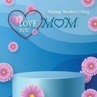 Mother day podium round stage on color background vector