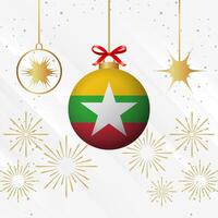 Navidad pelota adornos myanmar bandera celebracion vector