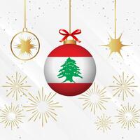 Navidad pelota adornos Líbano bandera celebracion vector