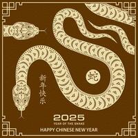 Happy Chinese new year 2025 Zodiac sign, year of the Snake vector