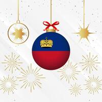 Navidad pelota adornos Liechtenstein bandera celebracion vector