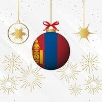 Navidad pelota adornos Mongolia bandera celebracion vector