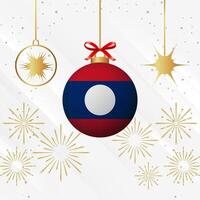 Navidad pelota adornos Laos bandera celebracion vector