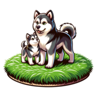 ai généré alaskan malamute chaud famille png illustration