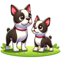AI generated Boston Terrier warm family PNG illustration