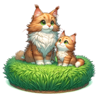 AI generated Maine Coon Cat Warm family illustration png