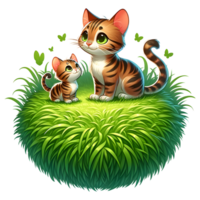 AI generated Bengal Cat Warm family illustration png