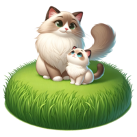 AI generated Ragdoll Cat Warm family illustration png