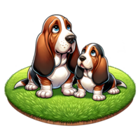 AI generated Basset Hound Dog warm family illustration png