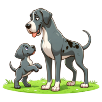 AI generated Great Dane Dog warm family illustration png