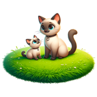 AI generated Siamese Cat Warm family illustration png