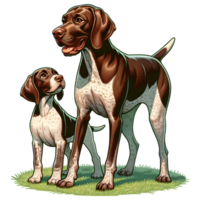 AI generated German Shorthaired Pointer Dog warm family illustration png