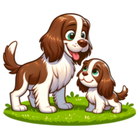 AI generated English Springer Spaniel Dog warm family illustration png