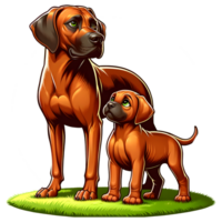AI generated Rhodesian Ridgeback Dog warm family illustration png