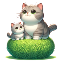 AI generated British Shorthair Cat Warm family illustration png