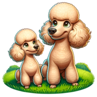 AI generated Poodle Dog warm family illustration png