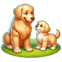 AI generated Golden Retriever Dog warm family illustration png
