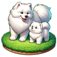 AI generated Samoyed Dog warm family illustration png