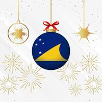 Navidad pelota adornos tokelau bandera celebracion vector