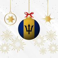 Christmas Ball Ornaments Barbados Flag Celebration vector