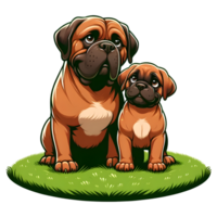 AI generated Bullmastiff warm family PNG illustration