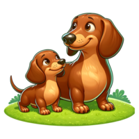 AI generated Dachshund Dog warm family illustration png