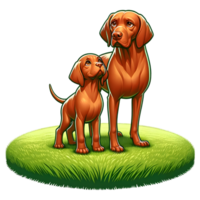 AI generated Vizsla Dog warm family illustration png