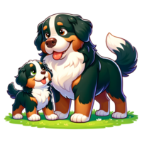 AI generated Bernese Mountain warm family PNG illustration